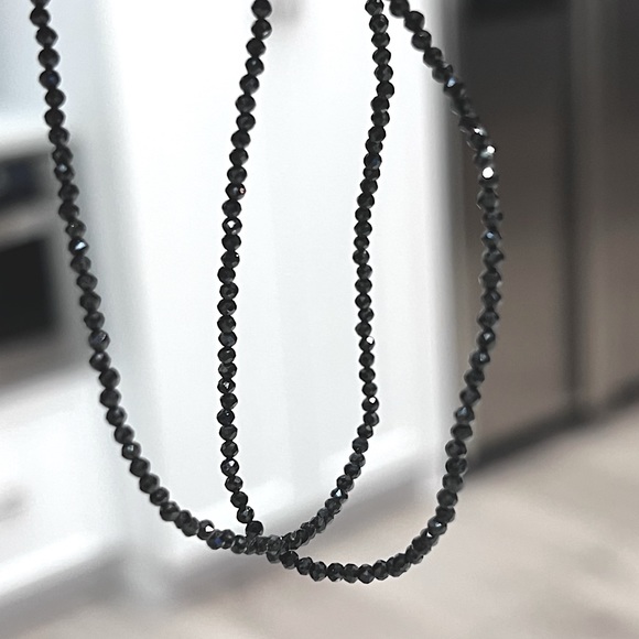 Fossil Orthoceras Silver Pendant with Thai Black Spinel Beaded 18” Necklace - Picture 12 of 14